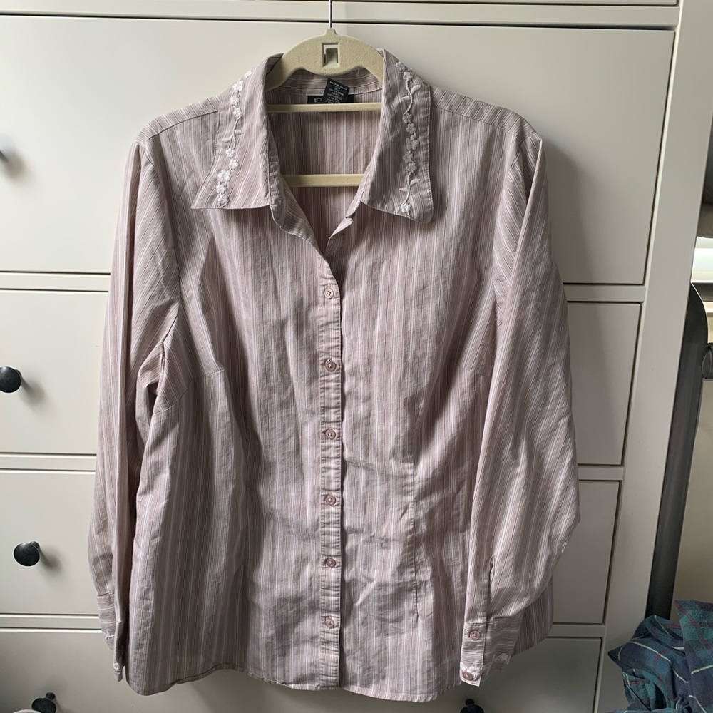 Lane Bryant striped/embroidered Girlfriend shirt